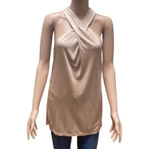 Ann Taylor crisscross halter top rose gold size medium